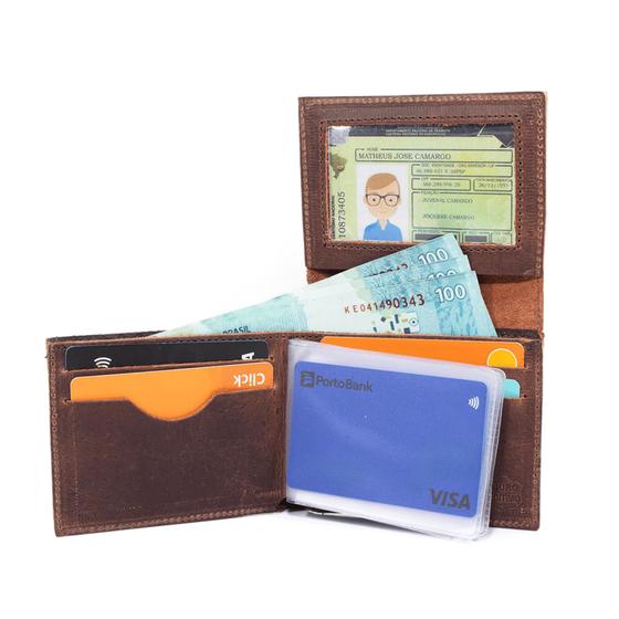 Imagem de Carteira Masculina em Couro Modelo em L Com Porta Cartão de Crédito