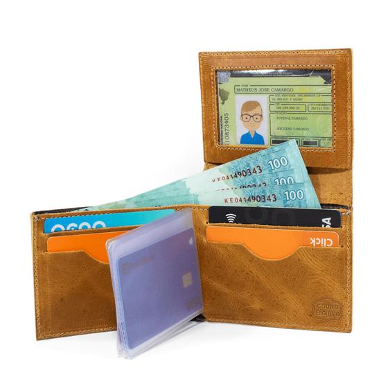 Imagem de Carteira Masculina em Couro Modelo em L Com Porta Cartão de Crédito