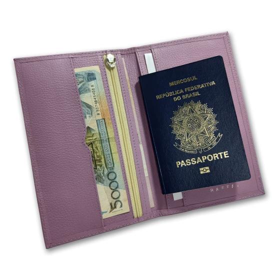 Imagem de Carteira Porta Passaporte Couro RFID Blocking 19-R Personalizado Raffai Couros