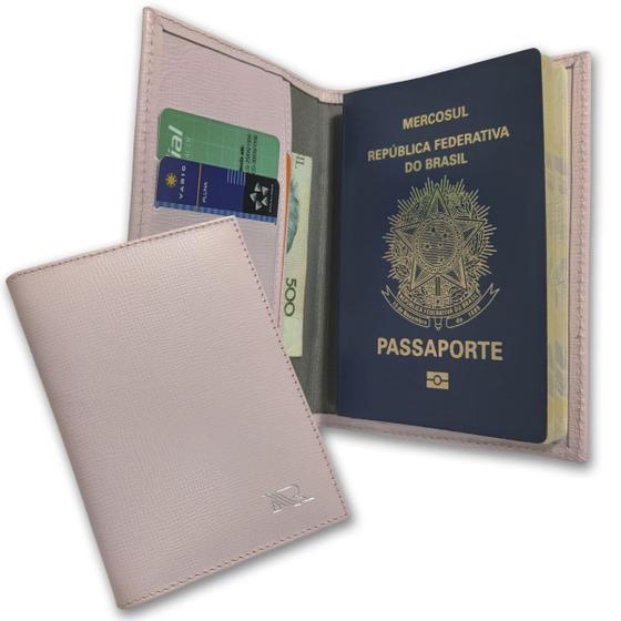 Imagem de Carteira Porta Passaporte Couro RFID Blocking 34-R Personalizado Raffai Couros