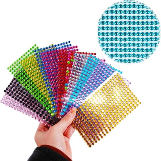 Cartela Adesiva De Strass 5mm, Cartela Com 273 Unidades, Strass Meia Pérola
