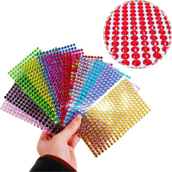 Cartela Adesiva De Strass 5mm, Cartela Com 273 Unidades, Strass Meia Pérola