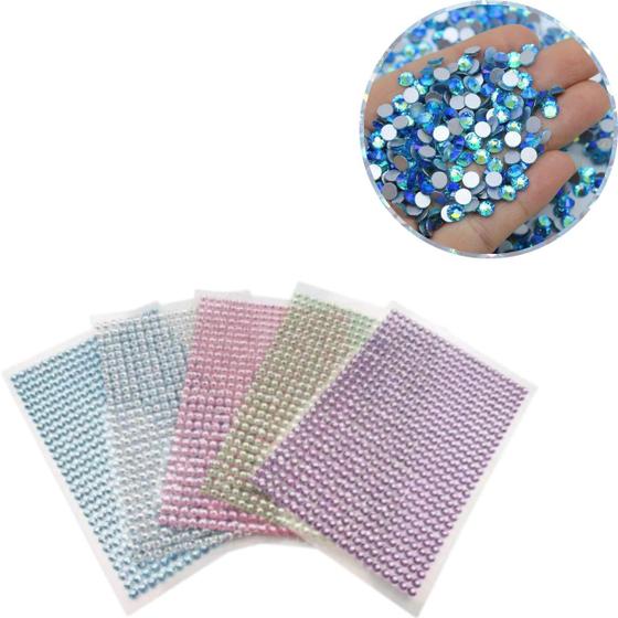 Cartela Adesivo Strass, Strass Adesivo 3mm, Kit De 3 Cartelas Adesivas 2520