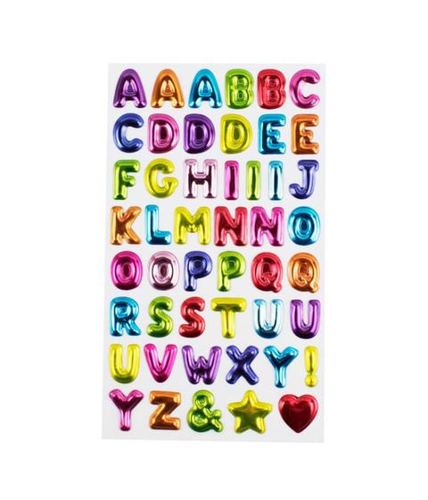 Imagem de Cartela Adesivos Letras Alfabeto Modelo E - Tudo em Caixa