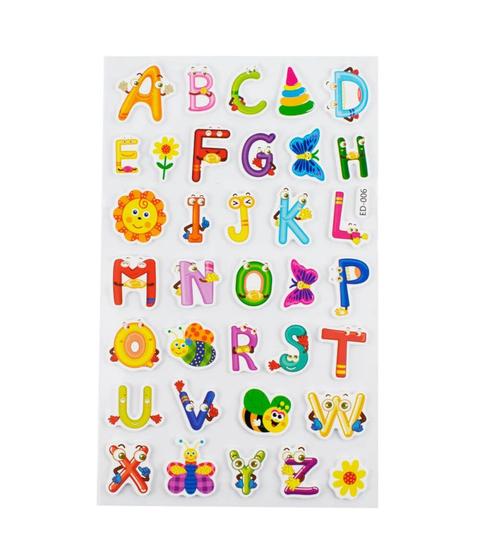 Imagem de Cartela Adesivos Letras Alfabetos Customizados Modelo A