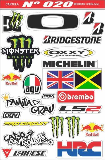 Imagem de Cartela Adesivos Personalizado Carro Moto Bike Motocross 049