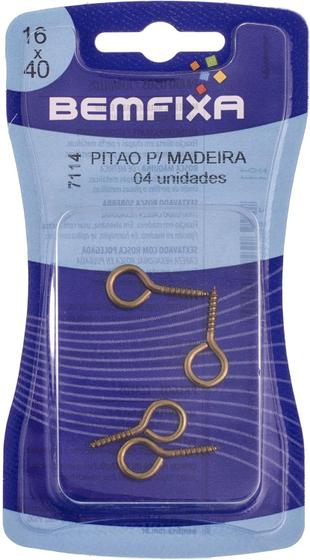 Imagem de Cartela com 4 Pitões Bicromatizados para Madeira 16x40 Bemfixa 