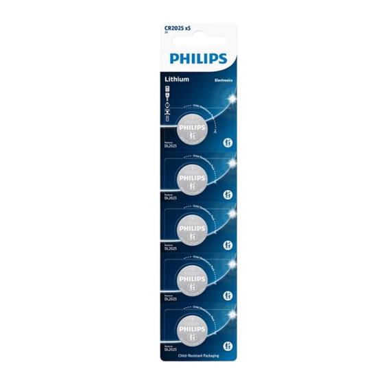 Imagem de Cartela com 5 Baterias CR2025 Philips
