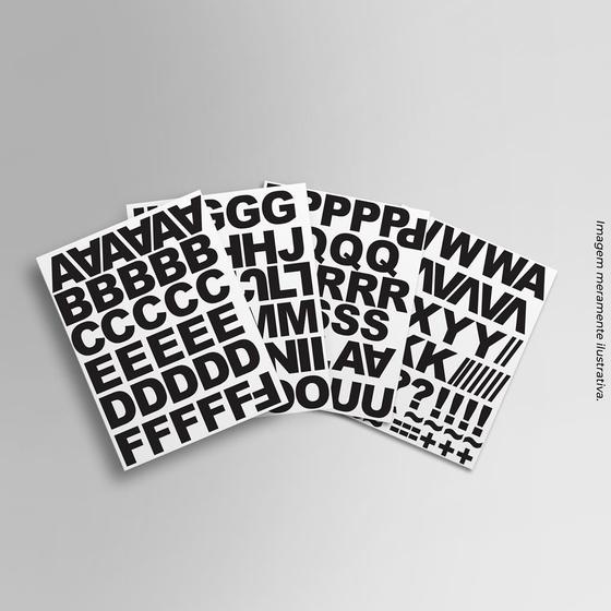 Imagem de Cartela de Adesivo Alfabeto Letras Repetidas Prático Preto