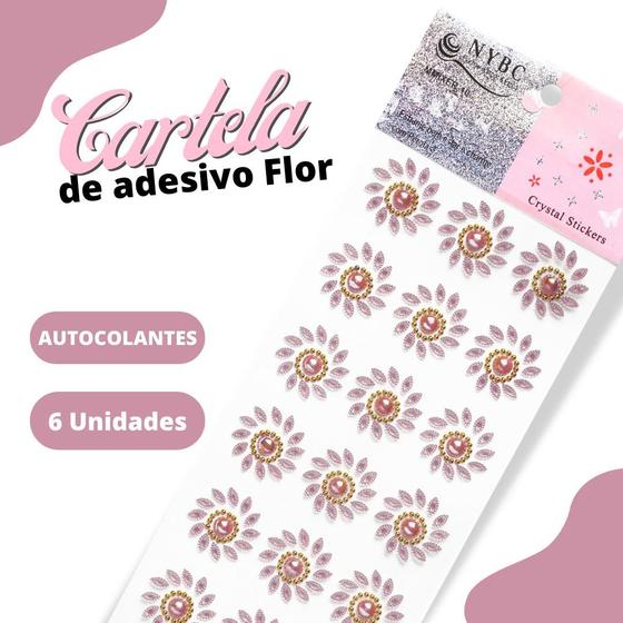 Imagem de Cartela De Adesivo Flor Rose - Sticker C/6 Unidades - Mmixer10 - Nybc