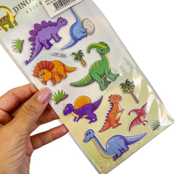 Imagem de Cartela de Adesivos 3D - Dinossauros - Adesivo de Dinossauro Dino fofo