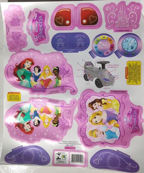 Imagem de Cartela de Adesivos Princesas Disney Passo a Passo Brinquedos Bandeirante Etiqueta Colante