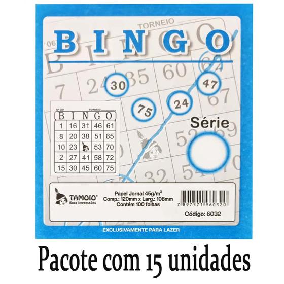 Imagem de Cartela de bingo 100 folhas 15 Un jornal colorido Tamoio