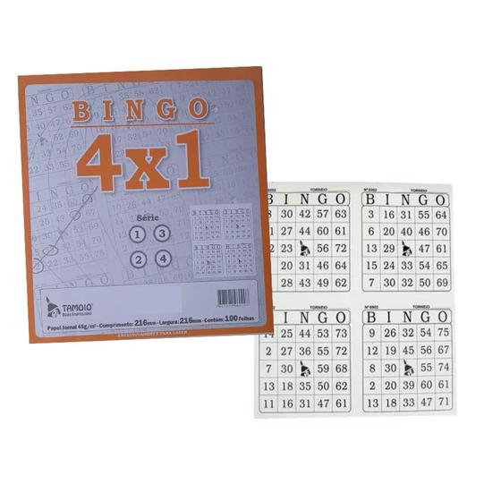 Imagem de Cartela de Bingo Bingão Tamoio 4x1 c/6 blocos de 100 folhas