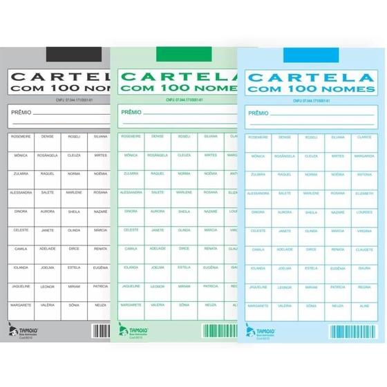 Imagem de Cartela de Rifa c/100 Nomes Pct.c/50 Cartelas Tamoio