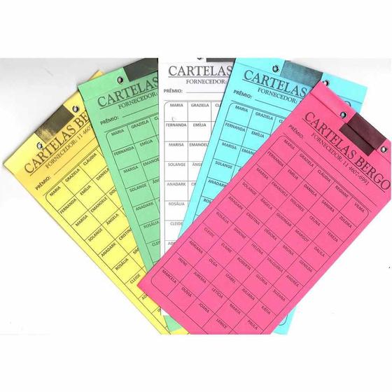 Cartela de Rifa com 100 Nomes - BERGO - Cartela de Bingo - Magazine Luiza