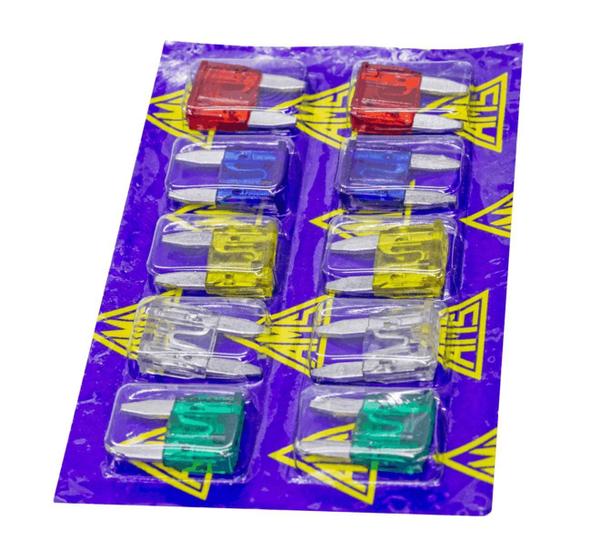 Imagem de Cartela Fusível Mini 10 Pcs Automotivo 10A 15A 20A 25A 30A