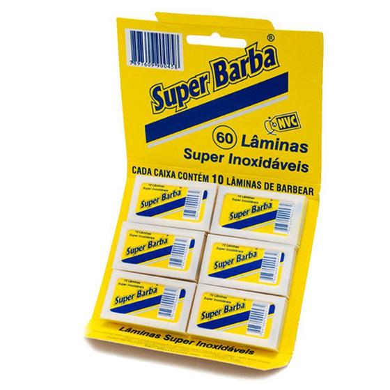 Imagem de Cartela Lamina Barbear Super Barba Amarela 60 Und