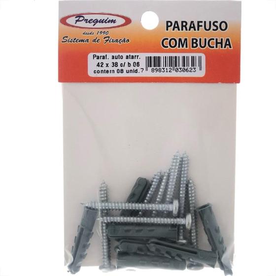 Imagem de Cartela Parafuso Auto Atarrachante Preguim Cabeca Panela Philips Com Bucha 06Mm Com 08 Pecas 0623