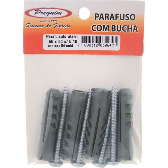 Imagem de Cartela Parafuso Auto Atarrachante Preguim Cabeca Panela Philips Com Bucha 10Mm Com 04 Pecas 0647