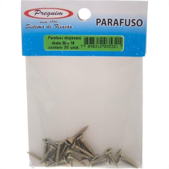 Imagem de Cartela Parafuso Chipboard Preguim Cabeca Chata Philips S3,0X16 Com 20 Pecas 5321