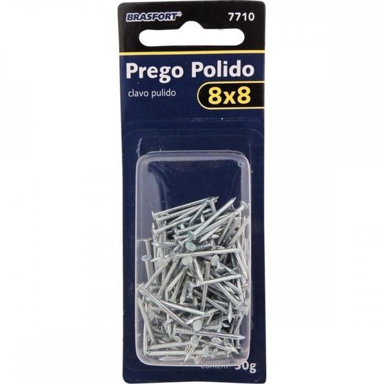 Imagem de Cartela Prego Aco Polido Brasfort Com Cabeca  08X08 (1,20X18mm) Cartela Com 30 Gramas 7710