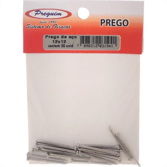 Imagem de Cartela Prego Aco Preguim Com Cabeca  12X12 (1,80X28mm) Com 20 Pecas 1941