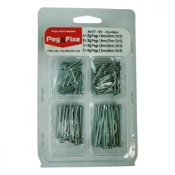 Imagem de Cartela Prego Galvanizado Peg&Fixe Kit 120 Gramas Akit/61