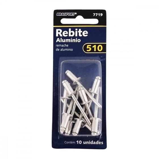 Imagem de Cartela Rebite Brasfort Aluminio Repuxo 510 Cartela Com 10 Pecas 7719