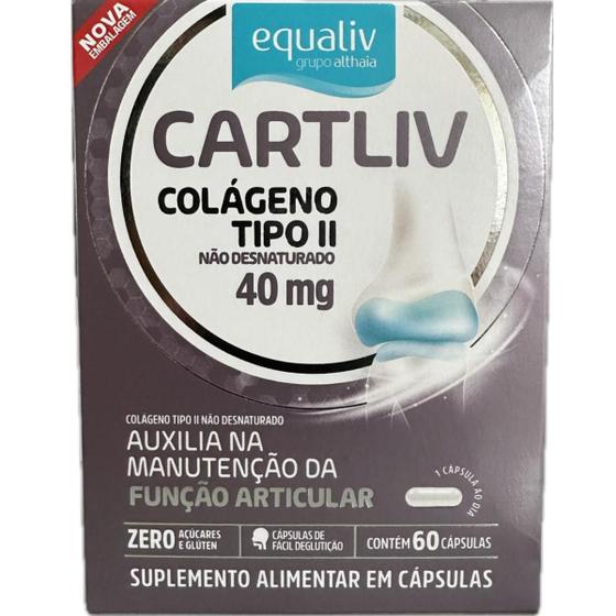 Imagem de Cartliv Colágeno Tipo 2 40mg 60 Cápsulas Suplemento para Pele, Cabelos e Articulações