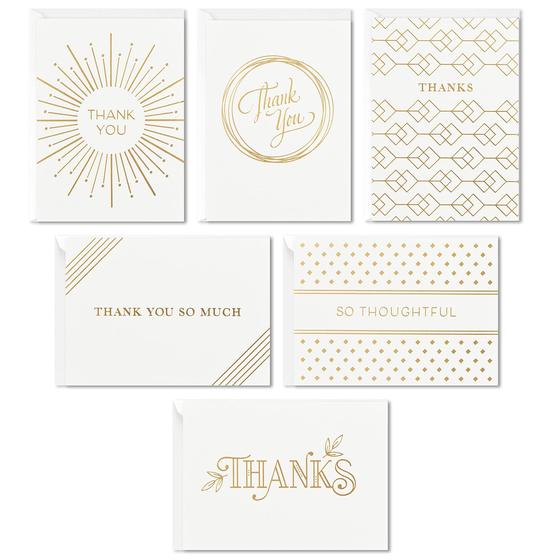 Imagem de Cartões de Agradecimento Hallmark - 120 Unidades com Envelopes - Folha de Ouro