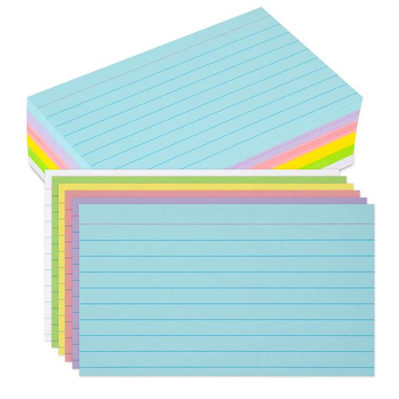 Imagem de Cartões de índice EHME 3x5cm pautados 210 peças coloridas para escritório Scho