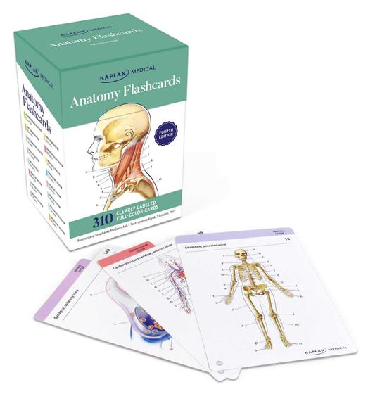 Imagem de Cartões didáticos Kaplan Anatomy 300 Flashcards +10 cartões de bônus