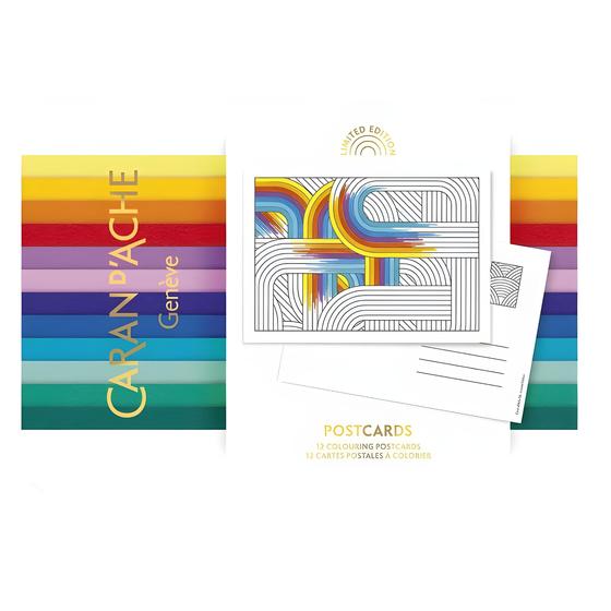 Imagem de Cartões Postais Caran D'ache Rainbow para Colorir 12 Unidades