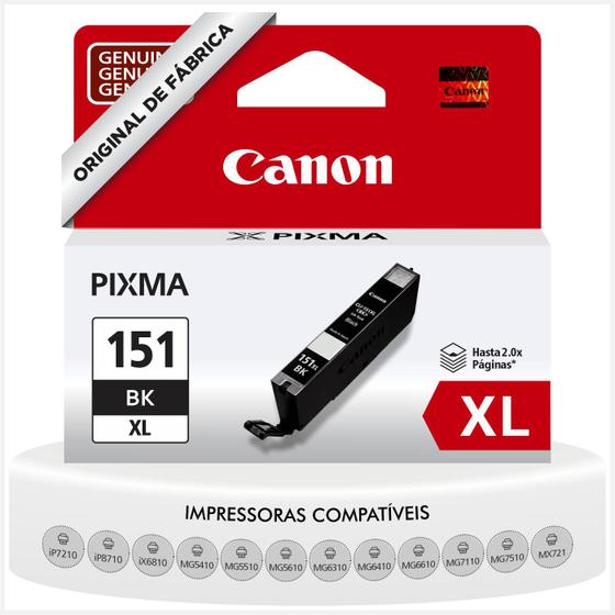 Imagem de Cartucho CLi151XL Original Canon Preta Compatível iP7210 iP8710 iX6810 MG5610 MG6310 MG6410 MG6610 MG7110 MG7510 MX721
