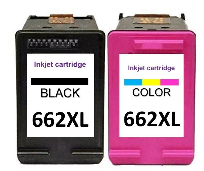 Imagem de Cartucho de tinta compativel com/hp 662 preto e colorido 662xl 662 xl  2515 2516 3515  Preto E Colorido color + black