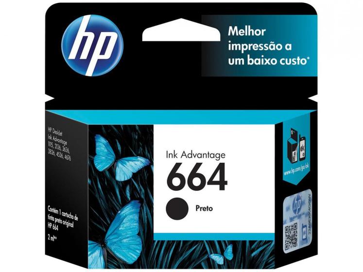 Cartucho de Tinta HP Preto 664 Original Menor preço em Cartucho de Tinta HP Preto 664 Original