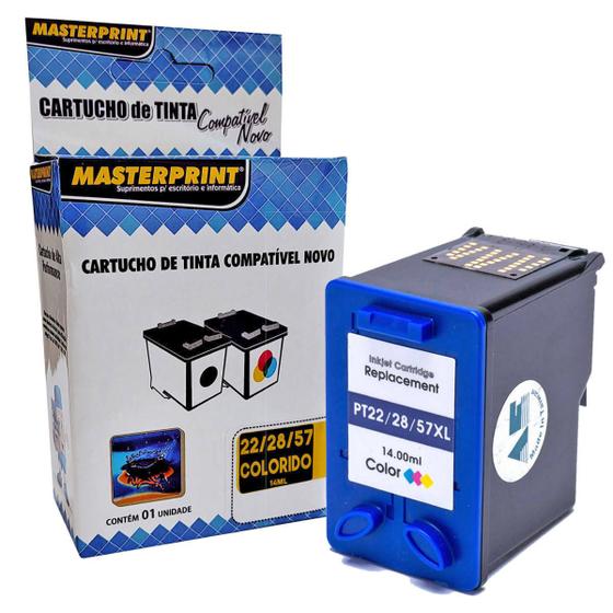 Imagem de Cartucho de Tinta Masterprint Compatível com 22 28 57 para J3680 F2180 F4180 F2224 PSC 1410 3910 D1360 Colorido 14ml