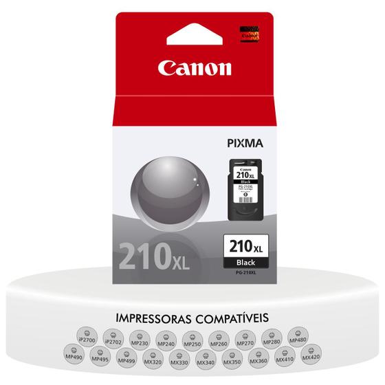 Imagem de Cartucho de Tinta Original Canon PG 210 XL Preto Compatível Impressoras MP230 MP240 MP250 MP280 IP2700