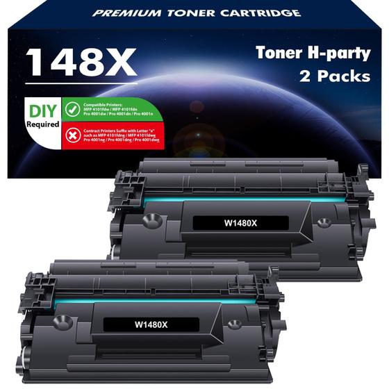 Cartucho de toner H-Party 148X 148A preto de alto rendimento, pacote com 2 Menor preço em Cartucho de toner H-Party 148X 148A preto de alto rendimento, pacote com 2