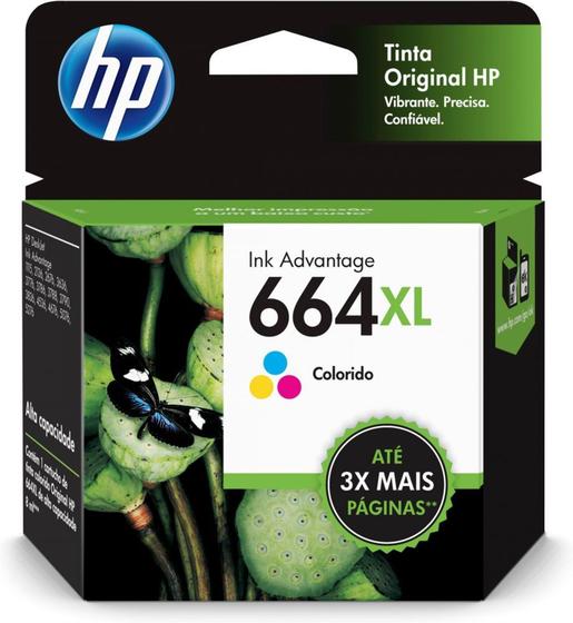Imagem de Cartucho Original HP 664XL colorido F6V30AB HP Deskjet 2136, 2676 664 xl
