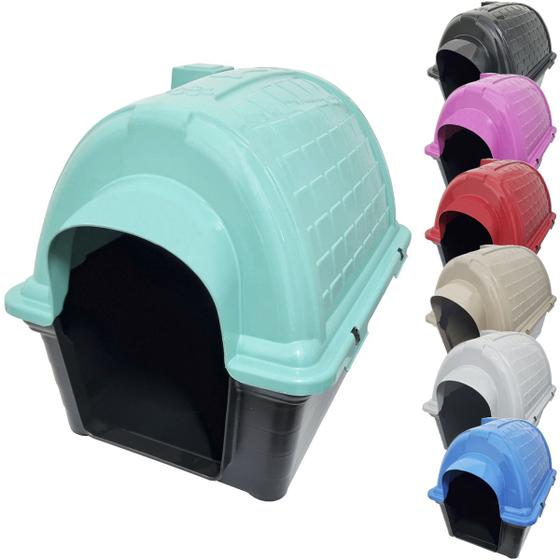 Imagem de Casa Casinha Cachorro Cães Protege Evita Frio Porte Pequeno Plástico Iglu N2 Verde Furacão Pet