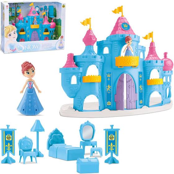 Imagem de Casa / casinha castelo + boneca com luz + móveis + 10 peças