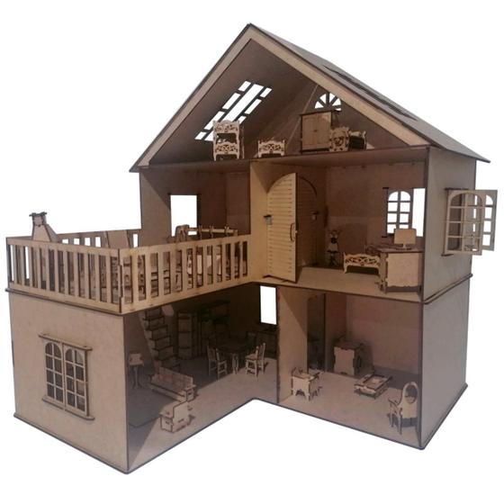 Imagem de Casa Casinha para Boneca Polly Lol - com Varanda - 43 cm - Com Móveis - Kits e Gifts