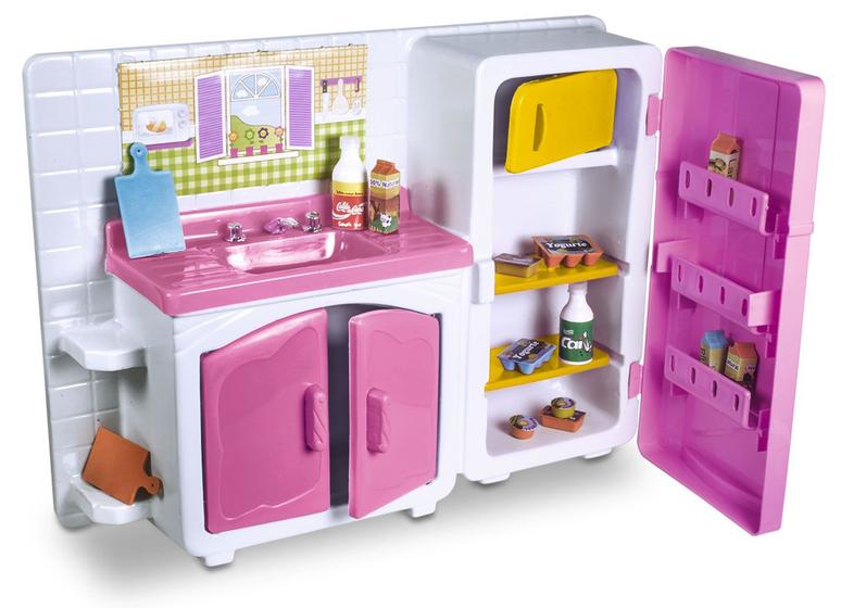 Imagem de Casa Cristal Cozinha com Geladeira e Pia Faz de Conta Brinquedo Infantil Lua de Cristal