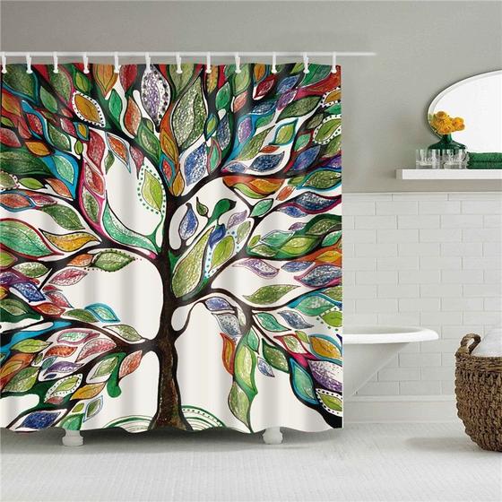 Imagem de Casa de banho chuveiro cortina conjunto abstrato árvores impressas Waterproo