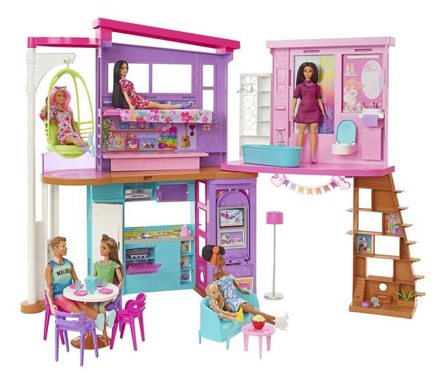 Imagem de Casa De Bonecas Barbie Malibu + Acessórios Mattel - Hcd50