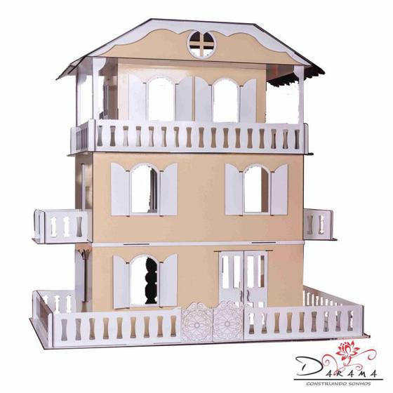 Imagem de Casa De Bonecas Decorativa Grande Modelo Suzan Crem - Darama