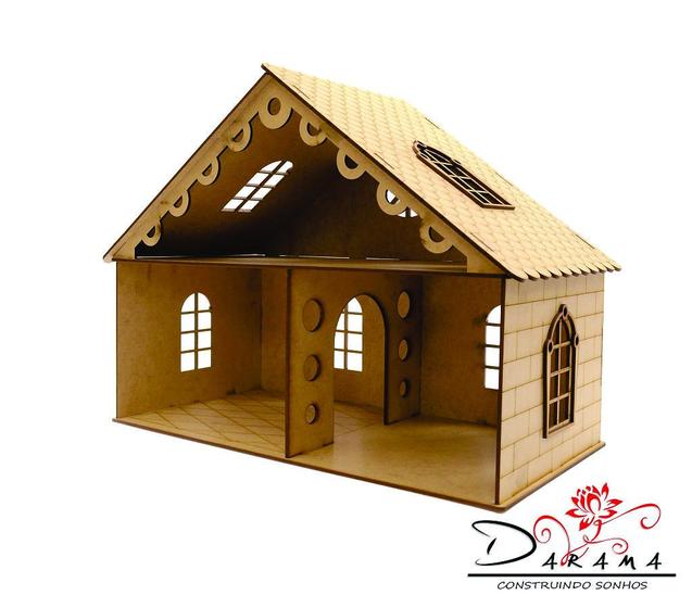 Imagem de Casa de bonecas para mini bonecas compatível com lol e polly modelo lily mdf natural - darama