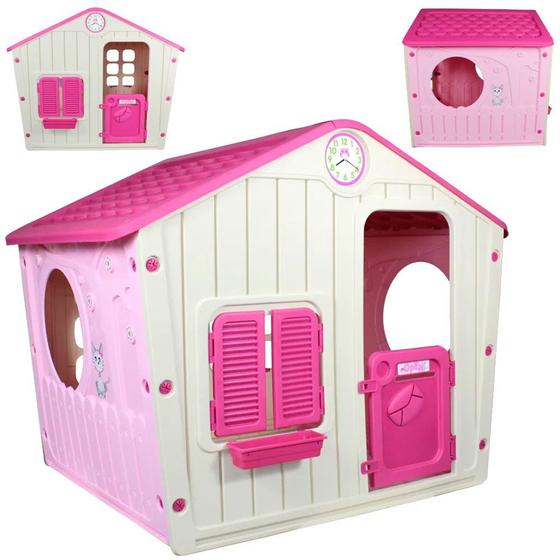 Imagem de Casa Infantil Rosa com Janelas e Porta em Plastico  Bel 